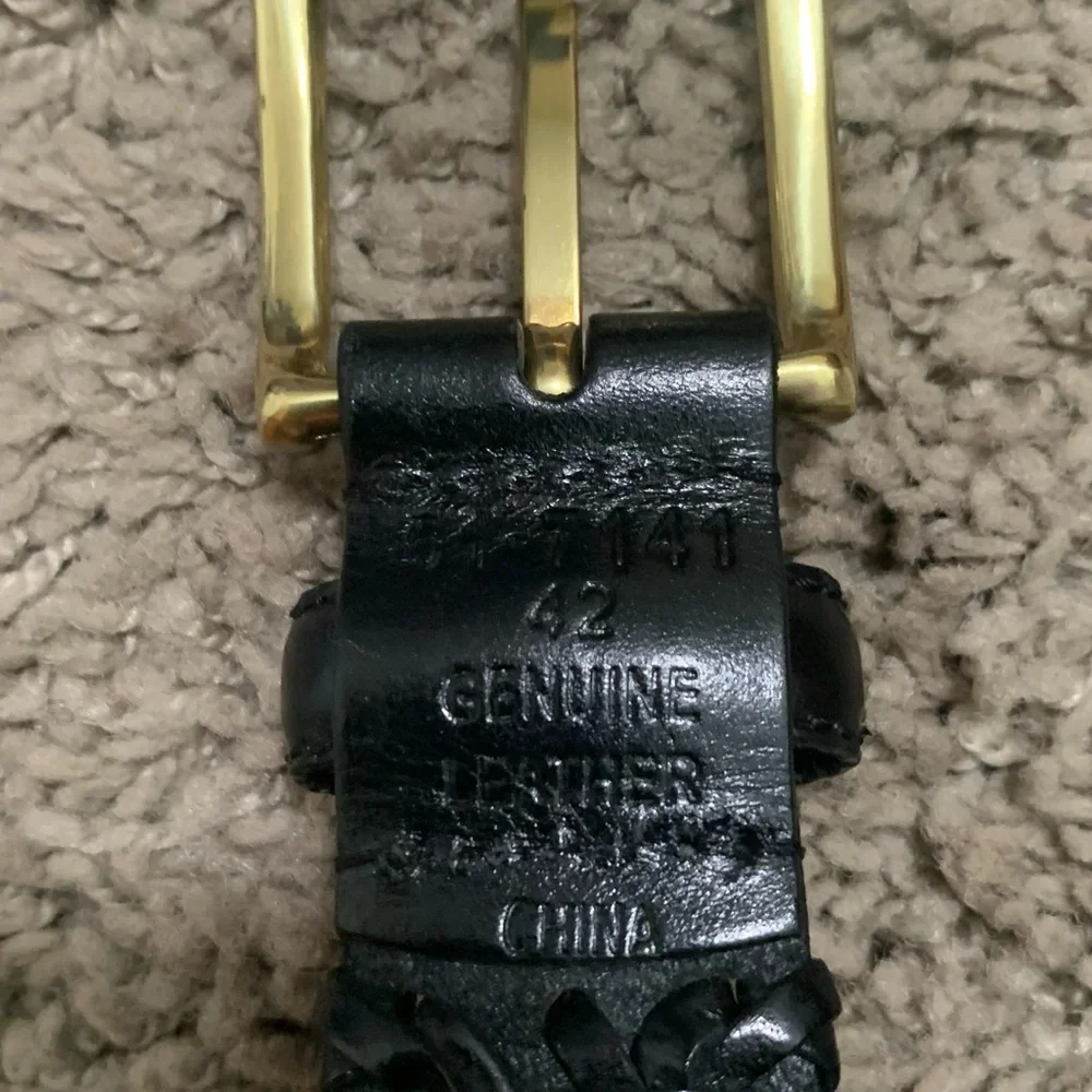 Men’s Genuine Leather Braided Black Belt 42